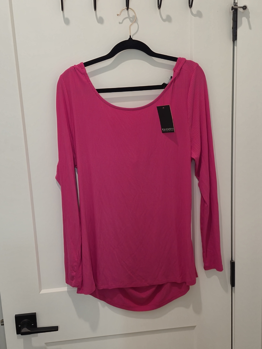 Eloquii Bright Pink Ribbed Long Sleeve Scoop Neck Top SIZE 18/20